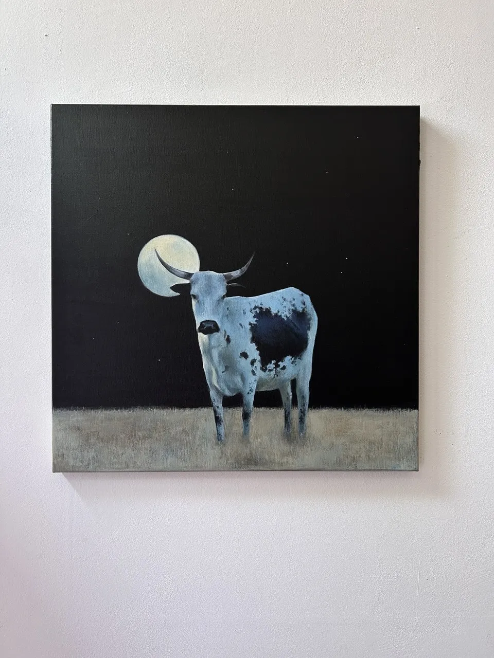 Зображення "Blue cow" від Milana Levadna, розмір: 40x40 cm, матеріали: Acrylic on canvas, медіум: Живопис, місто: Lviv