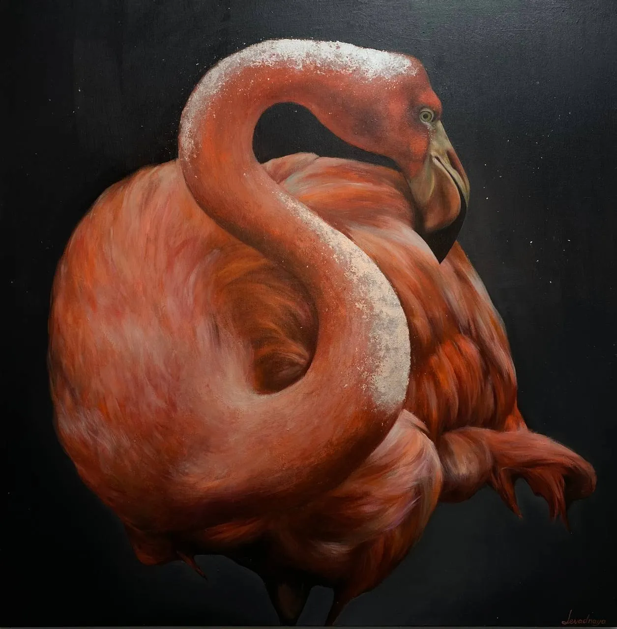 Зображення "Flamingo" від Milana Levadna, розмір: 100x100 cm, матеріали: Acrylic on canvas, медіум: Живопис, місто: Kharkiv